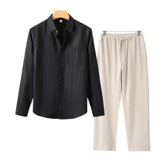 JASPER - Luxury Linen Men's Set - Long-sleeved blouse and Full Length trousers