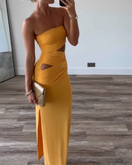 Ashley - Strapless Dress with Slit