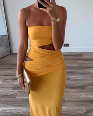 Ashley - Strapless Dress with Slit