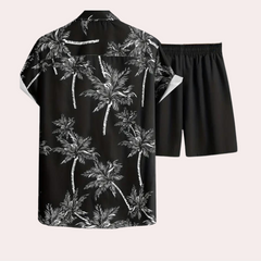 BEACH - Men's Comfortable Summer Set With Palm Tree Print