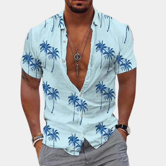 HOVO - Men's Blouse With Palm Tree Print