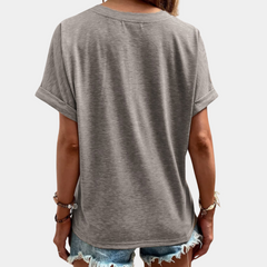 ILONA - Casual T-shirt With V-Neck For Women