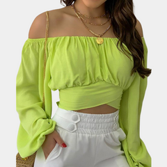 Off Shoulder Long-Sleeved Blouse - Women