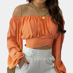 Off Shoulder Long-Sleeved Blouse - Women