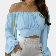 Off Shoulder Long-Sleeved Blouse - Women