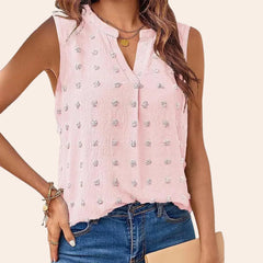 MARTHA | Sleeveless V-neck Shoulder Blouse