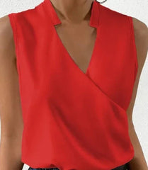 KIKI - Elegant plain sleeveless top with authentic neckline