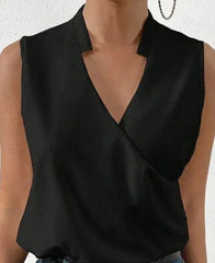 KIKI - Elegant plain sleeveless top with authentic neckline