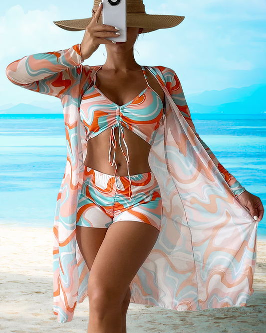 MELODY | High-waisted bikini set with cover-up