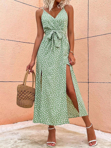 ALICE - Summer midi dress with floral print and slits