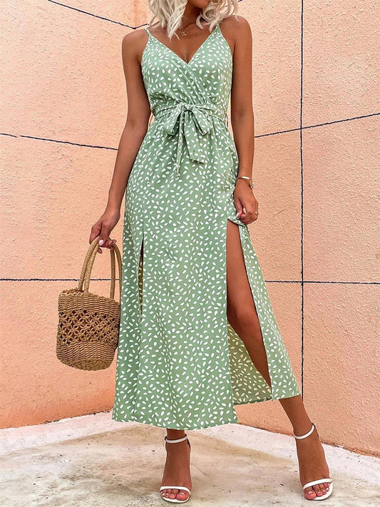 ALICE - Summer midi dress with floral print and slits